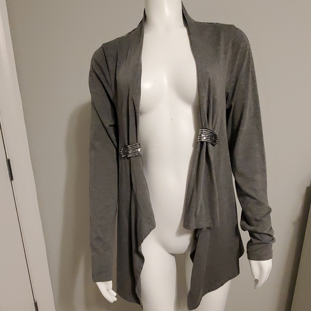 Womens Grey cardigan with Sequence